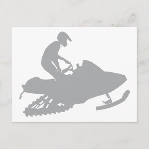 Silver Grey Snowmobiler Postcard