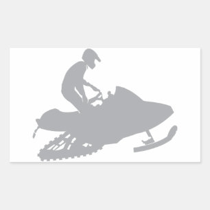 Silver Grey Snowmobiler Rectangular Sticker