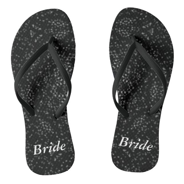 Silver Grey Specks Black Kaleidoscope Bride Jandals (Footbed)