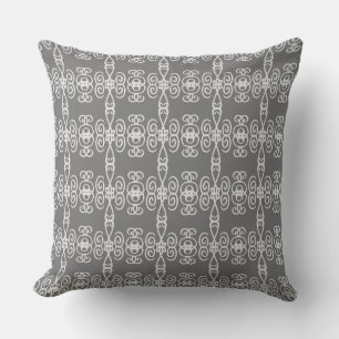 Silver Grey Spiral Geometric Shape Pattern Cushion