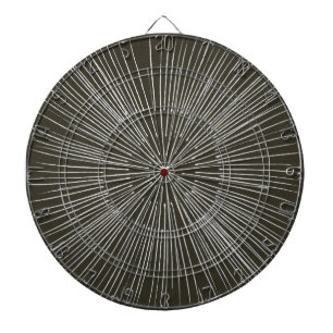 Silver grey spokes Circular Pattern on Black Dartboard