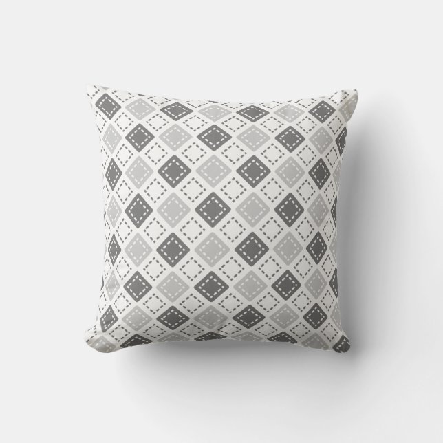 Silver Grey Squares Pattern Cushion (Front)
