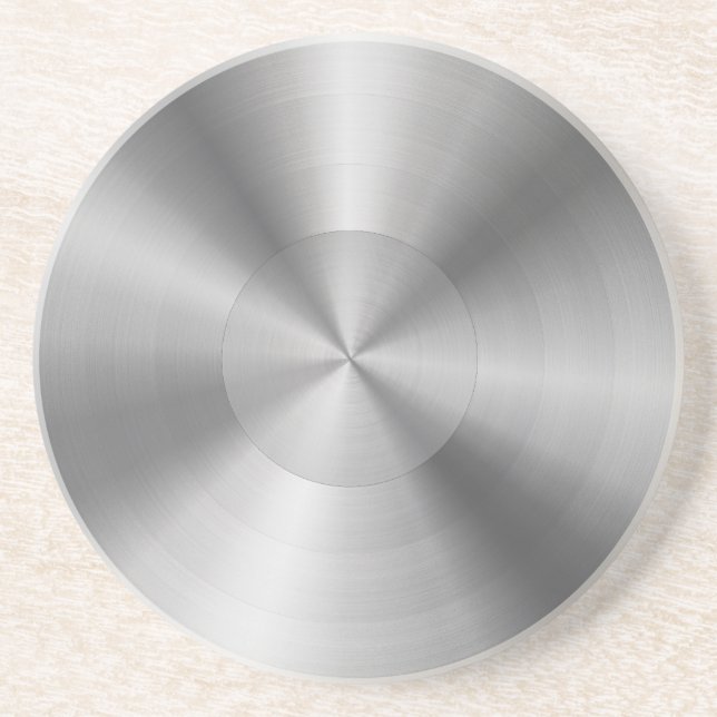Silver Grey Stainless Steel Look Coaster (Front)