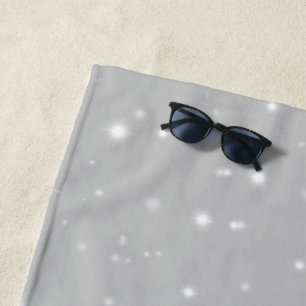 Silver Grey Starlight Beach Towel
