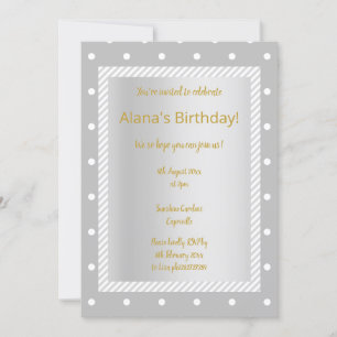 Silver Grey stripe spot elegant party invitations