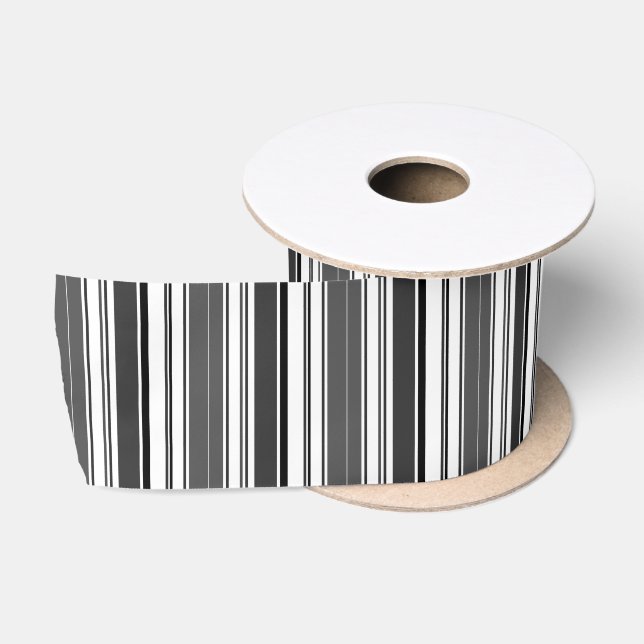 Silver Grey Striped Satin Ribbon (Spool)
