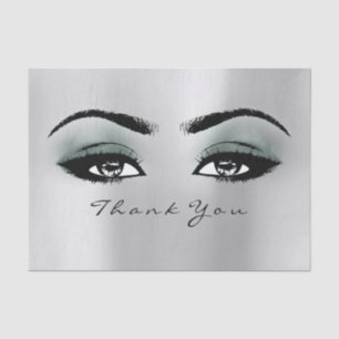 Silver Grey Teal Blush Metallic Thank You Eyes Tissue Paper