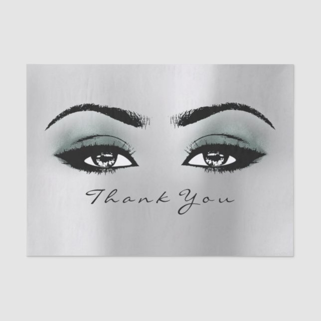 Silver Grey Teal Blush Metallic Thank You Eyes Tissue Paper (Front)