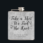 Silver Grey Tied the Knot Take Shot Wedding Favour Hip Flask<br><div class="desc">Silver Grey Tied the Knot Take Shot Wedding Favour Flask</div>