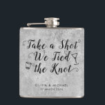 Silver Grey Tied the Knot Take Shot Wedding Favour Hip Flask<br><div class="desc">Silver Grey Tied the Knot Take Shot Wedding Favour Flask</div>