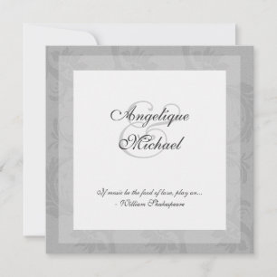 Silver grey wedding anniversary engagement invitation
