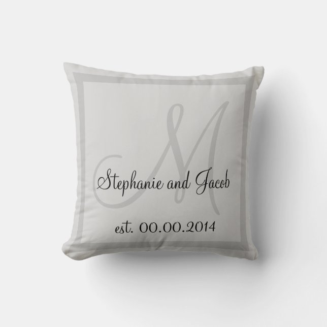 silver grey Wedding keepsake Cushion (Front)