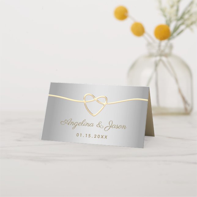 Silver Grey Wedding Place Card (Back)