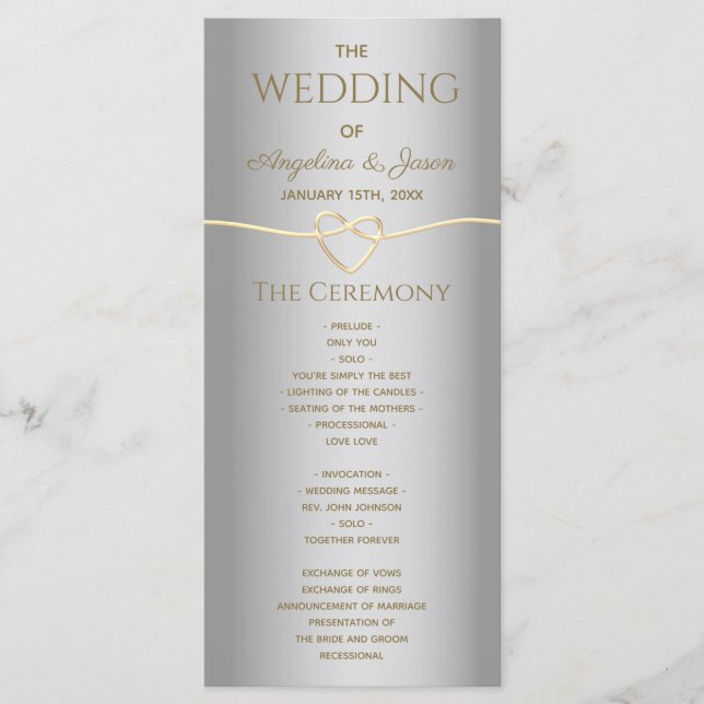 Silver Grey Wedding Programme (Front)
