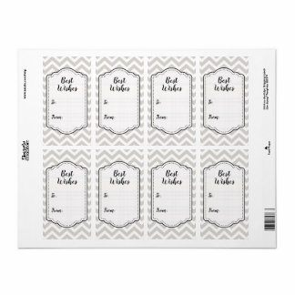 Silver Grey & White Chevron Wedding Sticker Tag