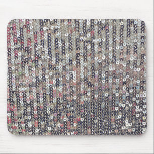 Silver grey white crystal sequin sparkle      mouse pad