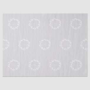 Silver Grey + White Merry Christmas Holly Wreath Tissue Paper