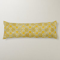 Silver Grey Yellow Dancing Scrolls Pattern