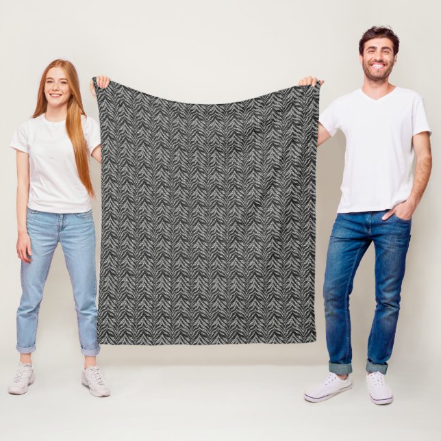 Silver Grey Zebra Stripes Pattern      Fleece Blanket (In Situ)