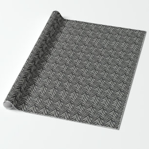 Silver Grey Zebra Stripes Pattern    Wrapping Paper