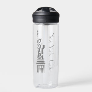 Silver Grunge Statue of Liberty Water Bottle