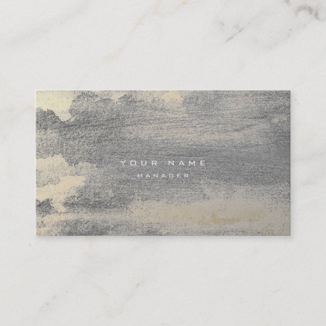 Silver Grungy Sepia Gold Cement Wall Grey Minimal Business Card (Front)