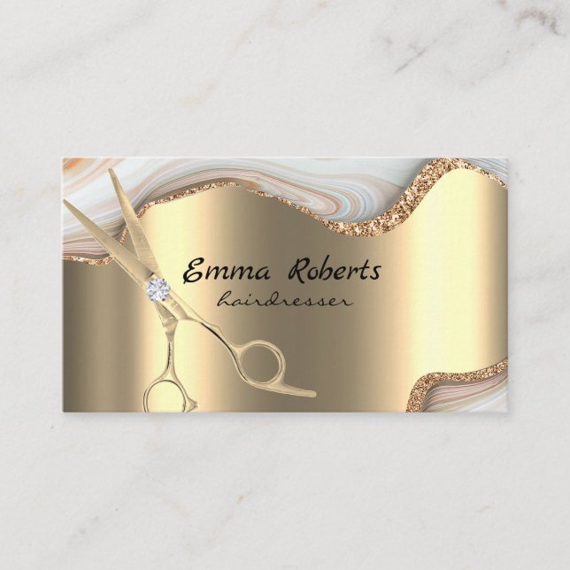 Silver Hairdresser Gradient Glitter Modern Business Card (Front)