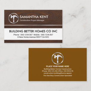 Silver Hammer On Timber Wood Grain Business Card