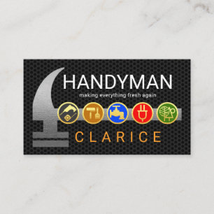 Silver Hammer On Wire Mesh Handyman Tools Business Card
