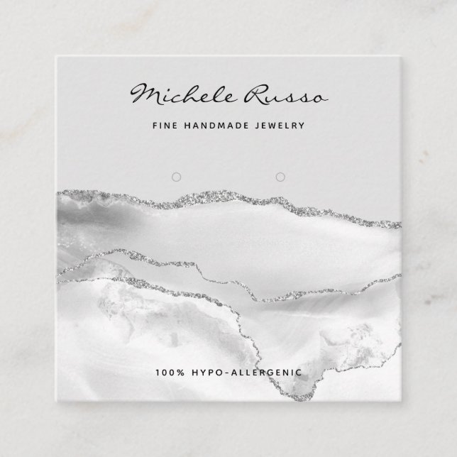 Silver Handmade QR Code Jewellery Display Cards (Front)