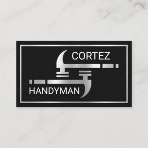 Silver Handyman Hammers Frame Business Card