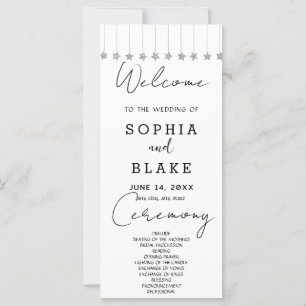 Silver Hanging Stars White Wedding Program