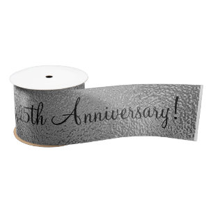 Silver Happy 25th Twenty-fifth 25 Anniversary Sati Satin Ribbon