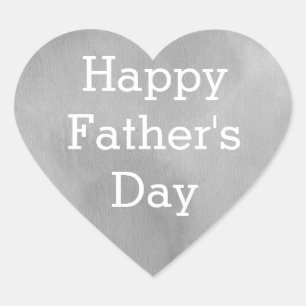 Silver Happy Fathers Day Heart Sticker