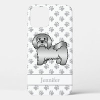 Silver Havanese Cartoon Dog Illustration & Name
