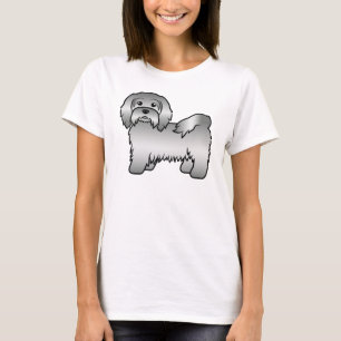 Silver Havanese Cute Cartoon Dog Illustration T-Shirt