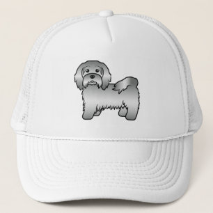 Silver Havanese Cute Cartoon Dog Illustration Trucker Hat