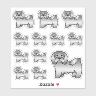 Silver Havanese Cute Cartoon Dog Illustrations