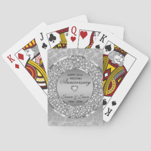 Silver Heart And White Diamonds- Anniversary Playing Cards