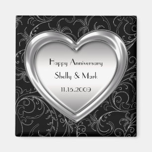 Silver Heart Anniversary Magnet