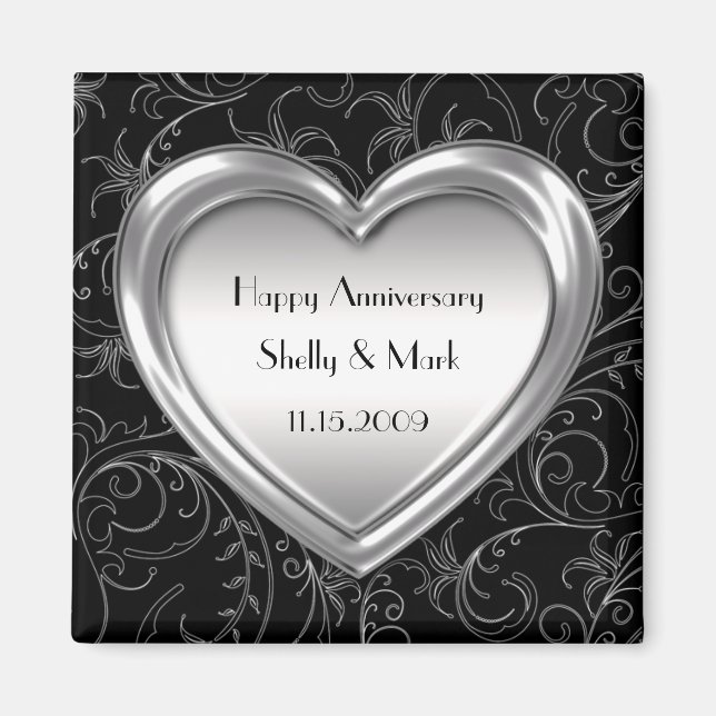Silver Heart Anniversary Magnet (Front)
