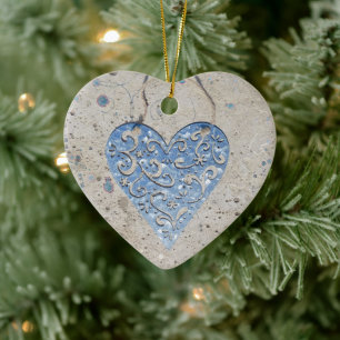 Silver Heart Ceramic Ornament