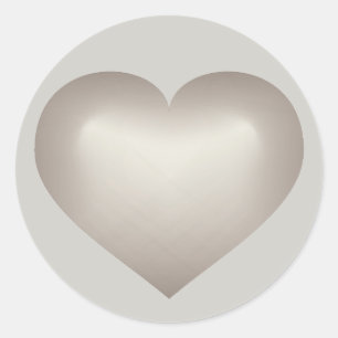 Silver Heart Classic Round Sticker