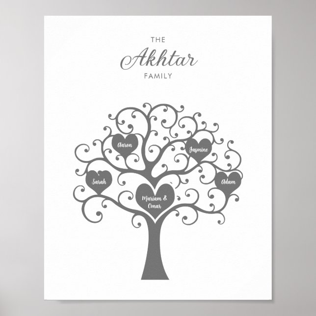 Silver Heart Family Tree Poster (Front)