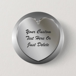 Silver Heart Frame Button Pin