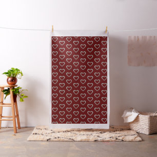 Silver Heart Pattern Red Colour Fabric