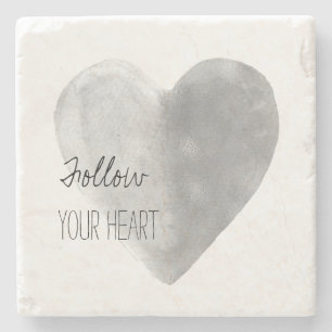 Silver Heart Personalised Stone Coaster