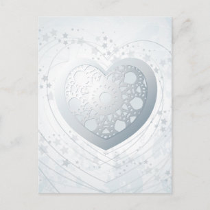 Silver heart, postcard