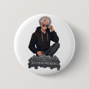 Silver Heart Rebel Anime Aesthetic - Custom Round  6 Cm Round Badge