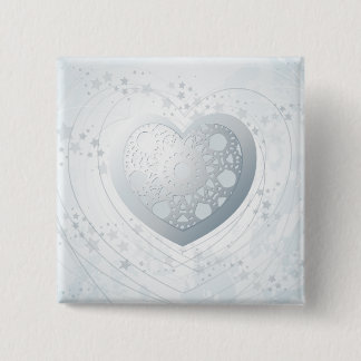 Silver heart, square button